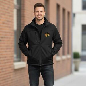 Chicago NHL Blackhawks men’s soft shell fleece lined black zip jacket Sz L